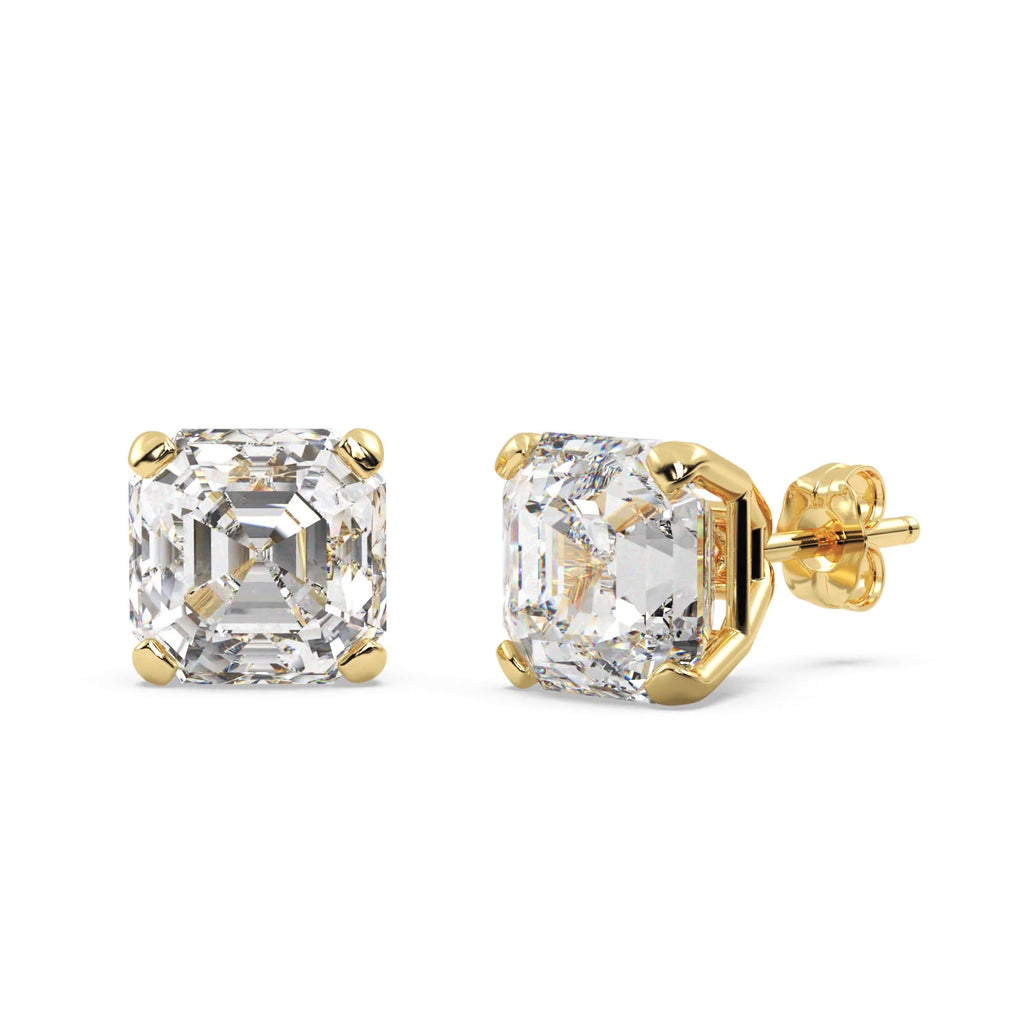 1.00ct. Asscher-Cut Diamond Stud Earrings 18kt Yellow Gold (H, SI1-SI2)