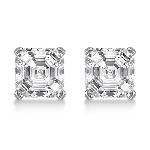 1.50ct. Asscher-Cut Lab Diamond Stud Earrings 14kt White Gold (SI1, G-H)