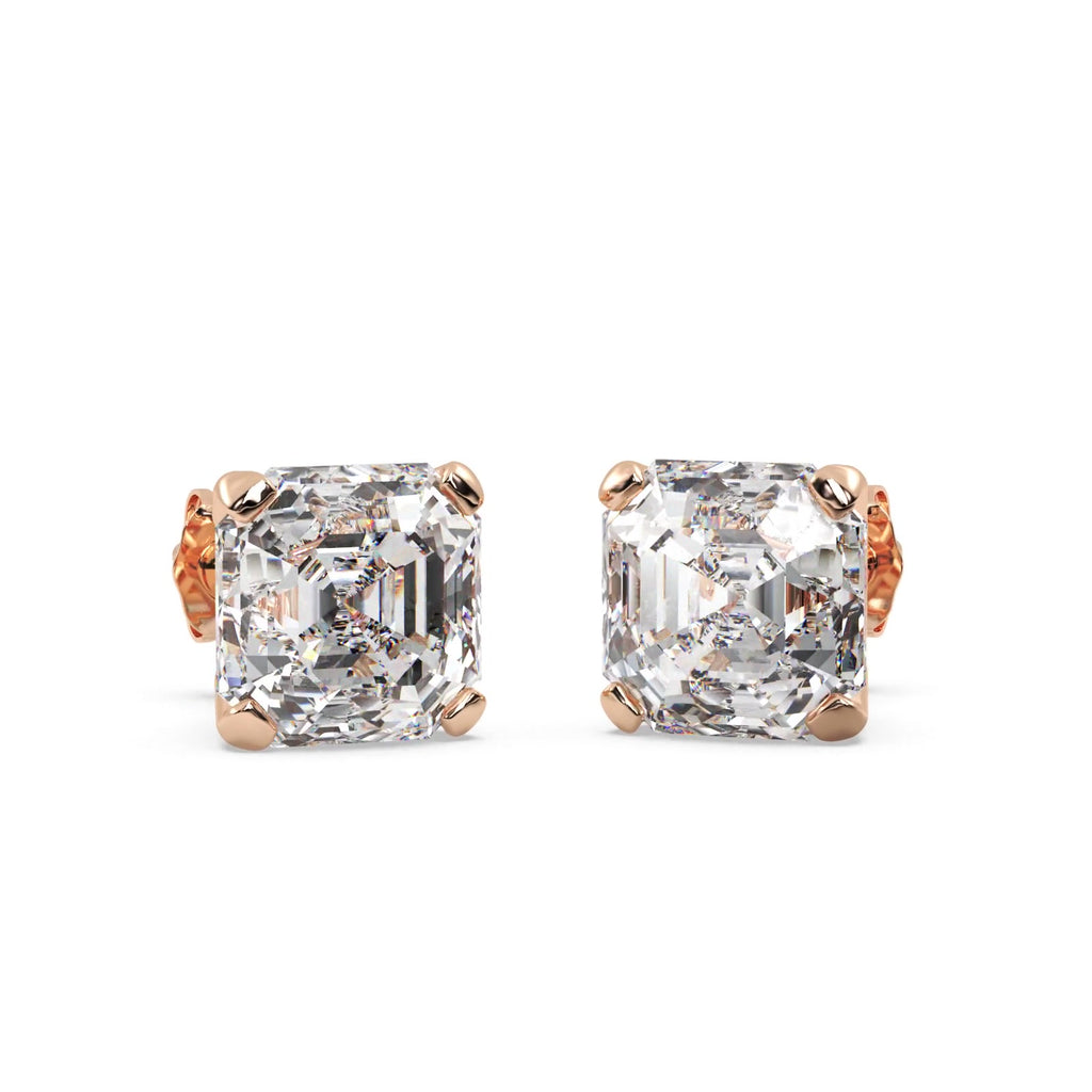 1.00ct. Asscher-Cut Diamond Stud Earrings 14kt Rose Gold (G-H, VS2-SI1)