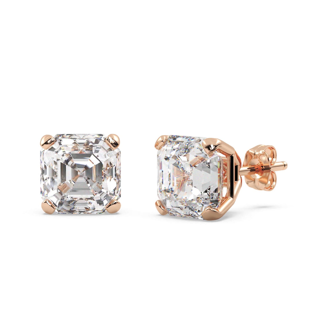 0.50ct. Asscher-Cut Lab Diamond Stud Earrings 14kt Rose Gold (F-G, VS1)