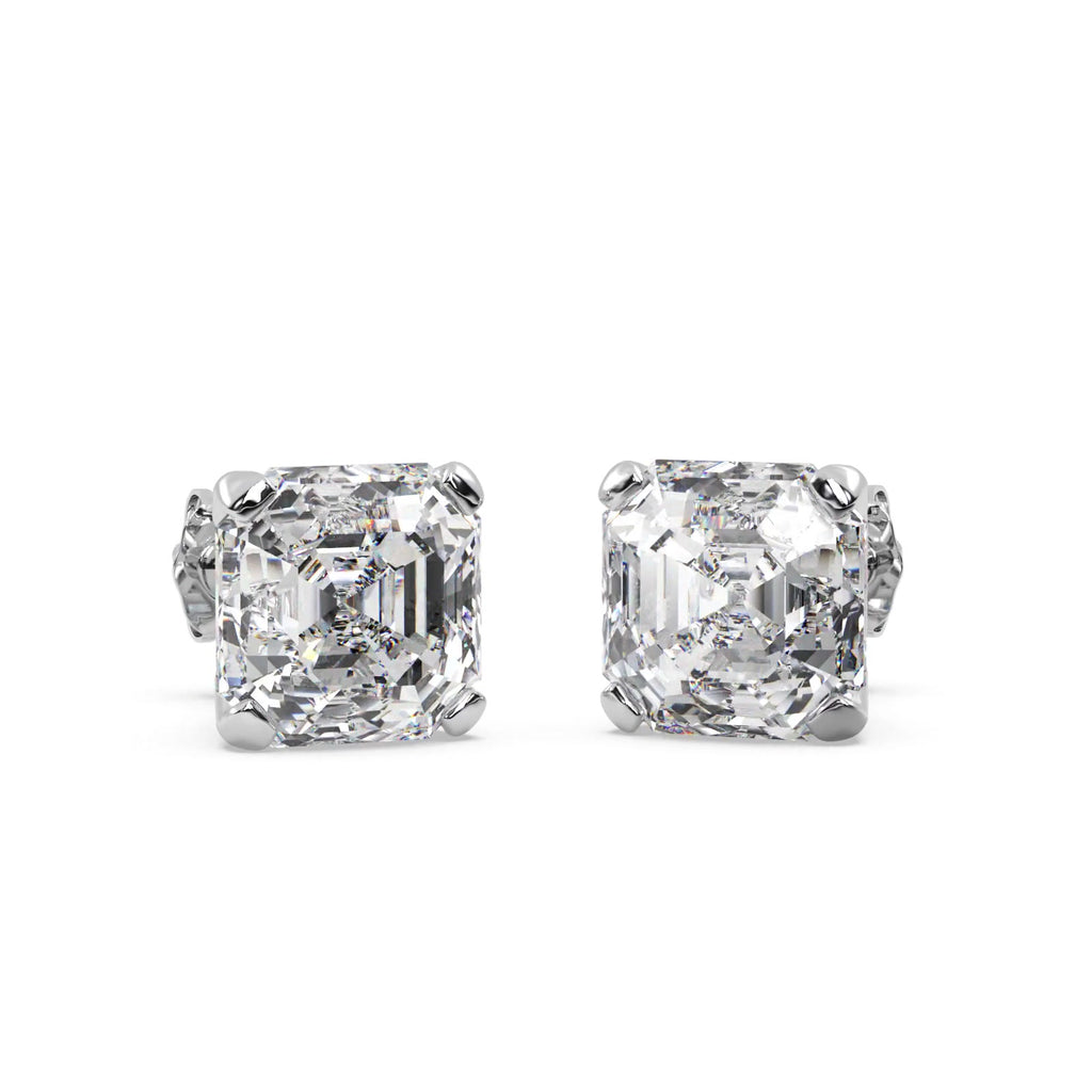0.75ct. Asscher-Cut Diamond Stud Earrings 14kt White Gold (G-H, VS2-SI1)