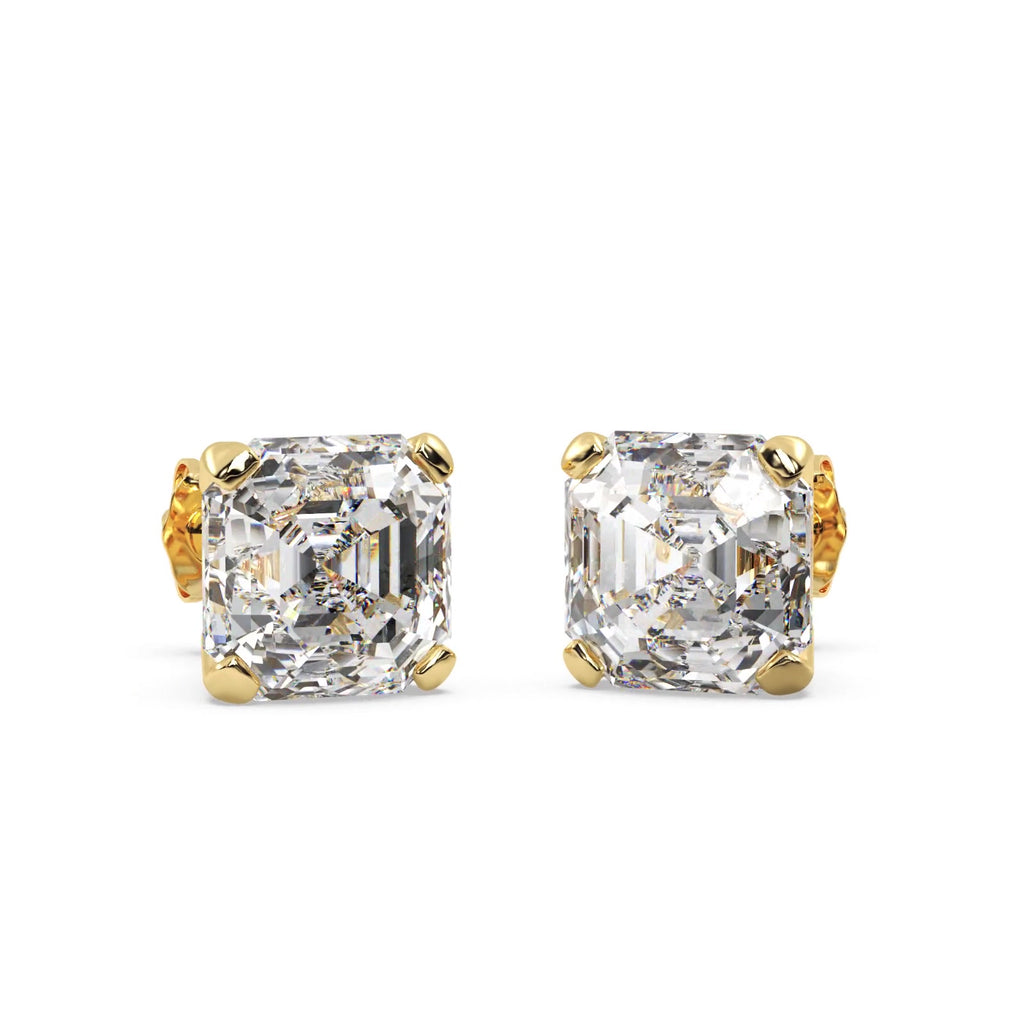 0.75ct. Asscher-Cut Lab Diamond Stud Earrings 18kt Yellow Gold (F-G, VS1)