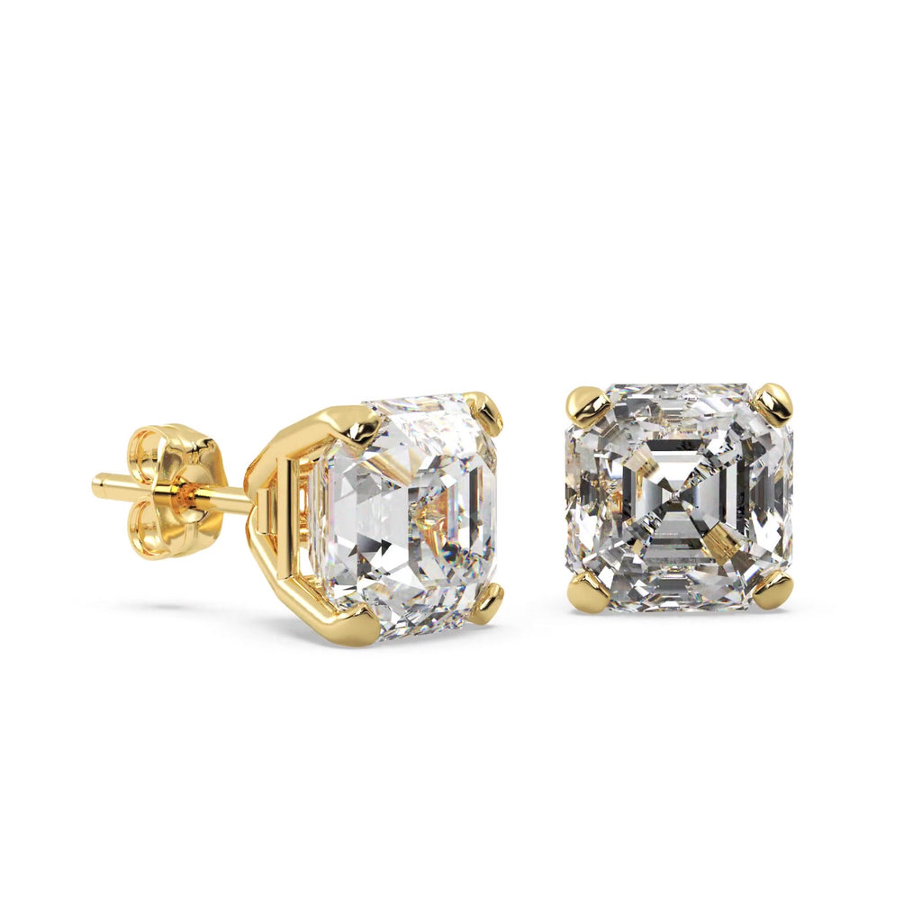 0.75ct. Asscher-Cut Lab Diamond Stud Earrings 18kt Yellow Gold (F-G, VS1)