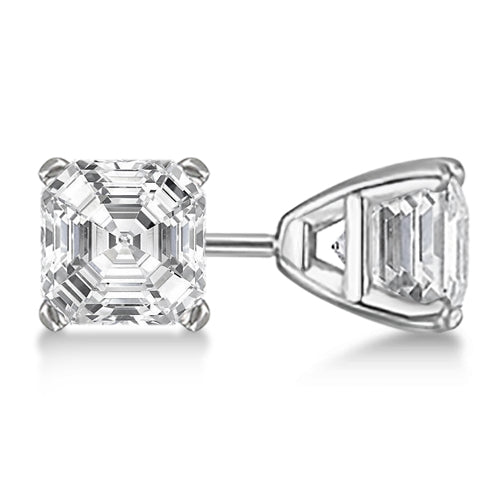 1.50ct. Asscher-Cut Lab Diamond Stud Earrings 14kt White Gold (F-G, VS1)