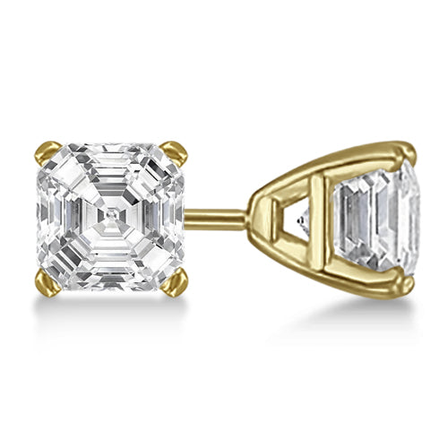 0.75ct. Asscher-Cut Lab Diamond Stud Earrings 14kt Yellow Gold (F-G, VS1)