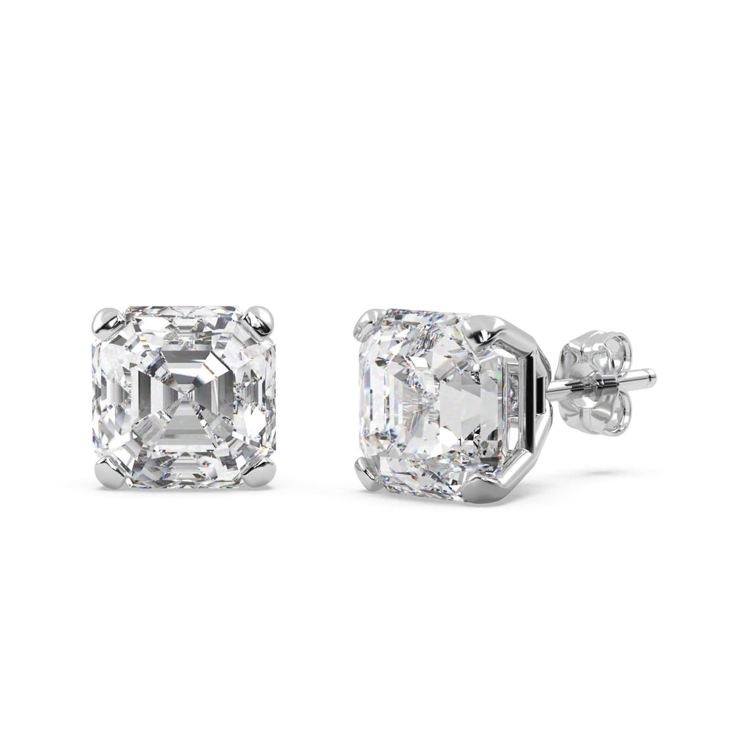 0.75ct. Asscher-Cut Lab Diamond Stud Earrings 18kt White Gold (F-G, VS1)