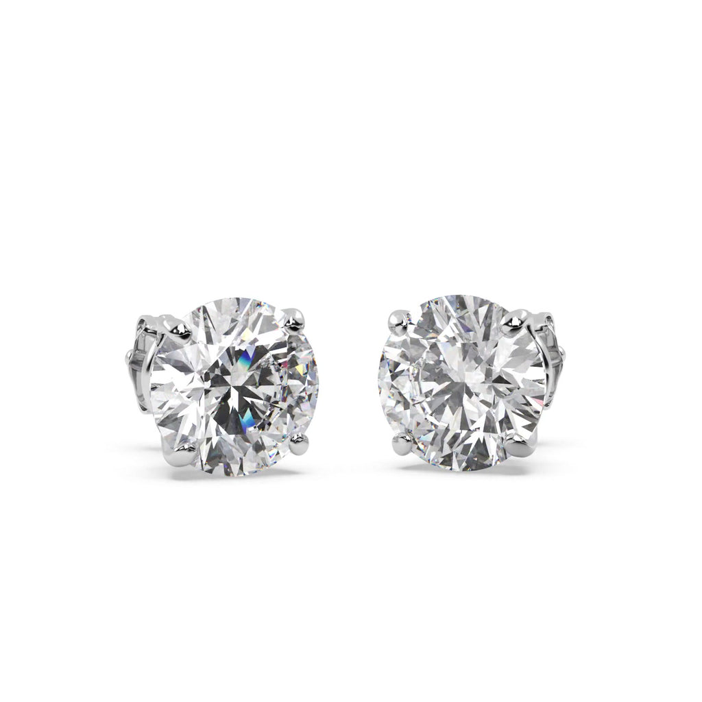 2.50ct. 4-Prong Basket Diamond Stud Earrings 18kt White Gold (H, SI1-SI2)