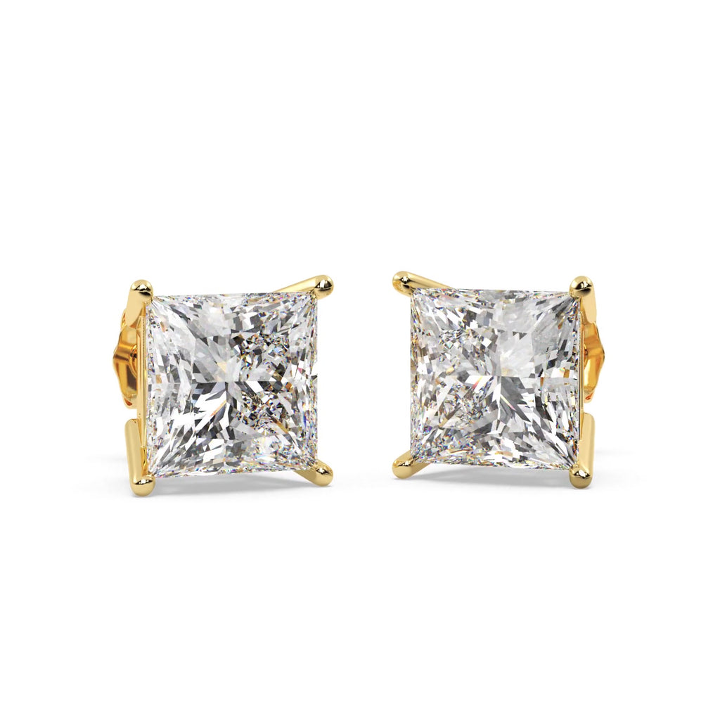 1.00ct. Princess Diamond Stud Earrings 14kt Yellow Gold (H-I, SI2-SI3)