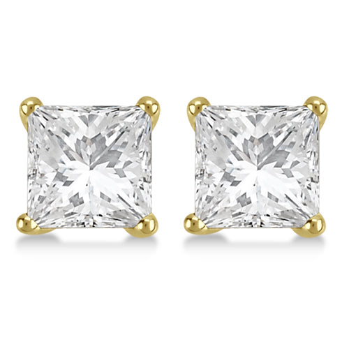 1.50ct. Princess Diamond Stud Earrings 18kt Yellow Gold (H, SI1-SI2)