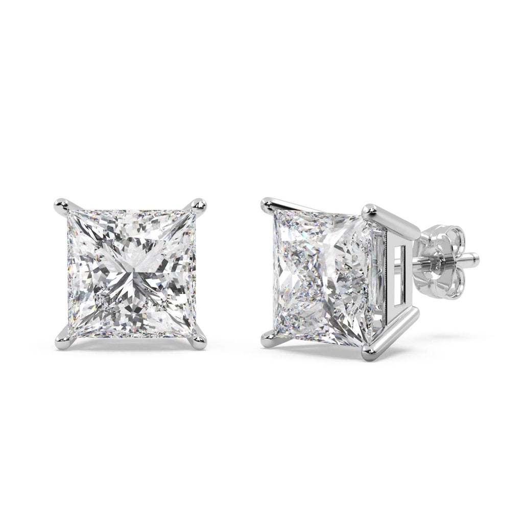 1.50ct. Princess Lab Diamond Stud Earrings 14kt White Gold (G-H, SI1)