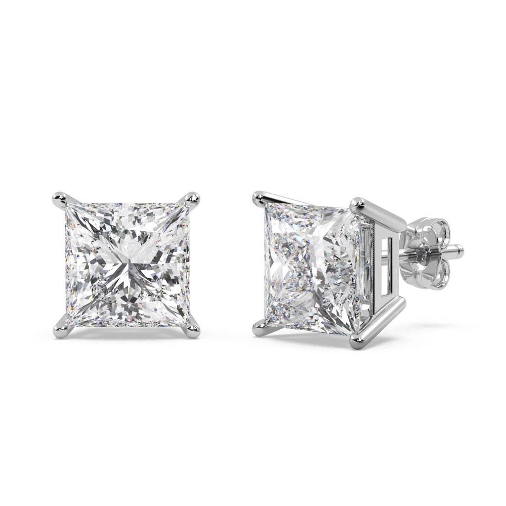 4.00ct. Princess Lab Diamond Stud Earrings 18kt White Gold (G-H, SI1)