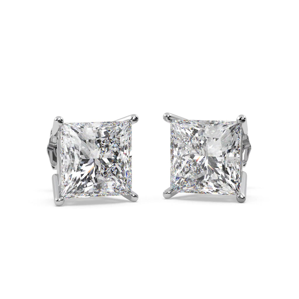 4.00ct. Princess Lab Diamond Stud Earrings 18kt White Gold (G-H, SI1)