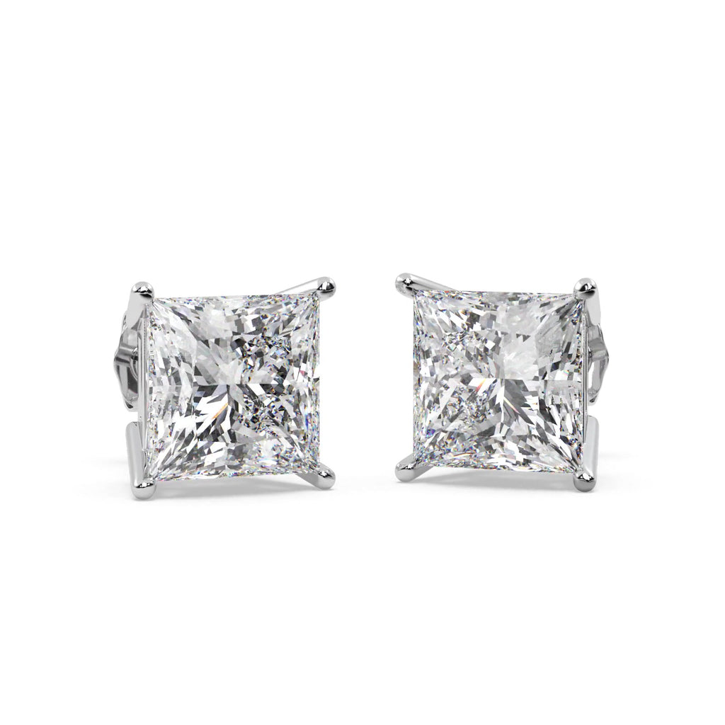 2.50ct. Princess Lab Diamond Stud Earrings Platinum (G-H, SI1)