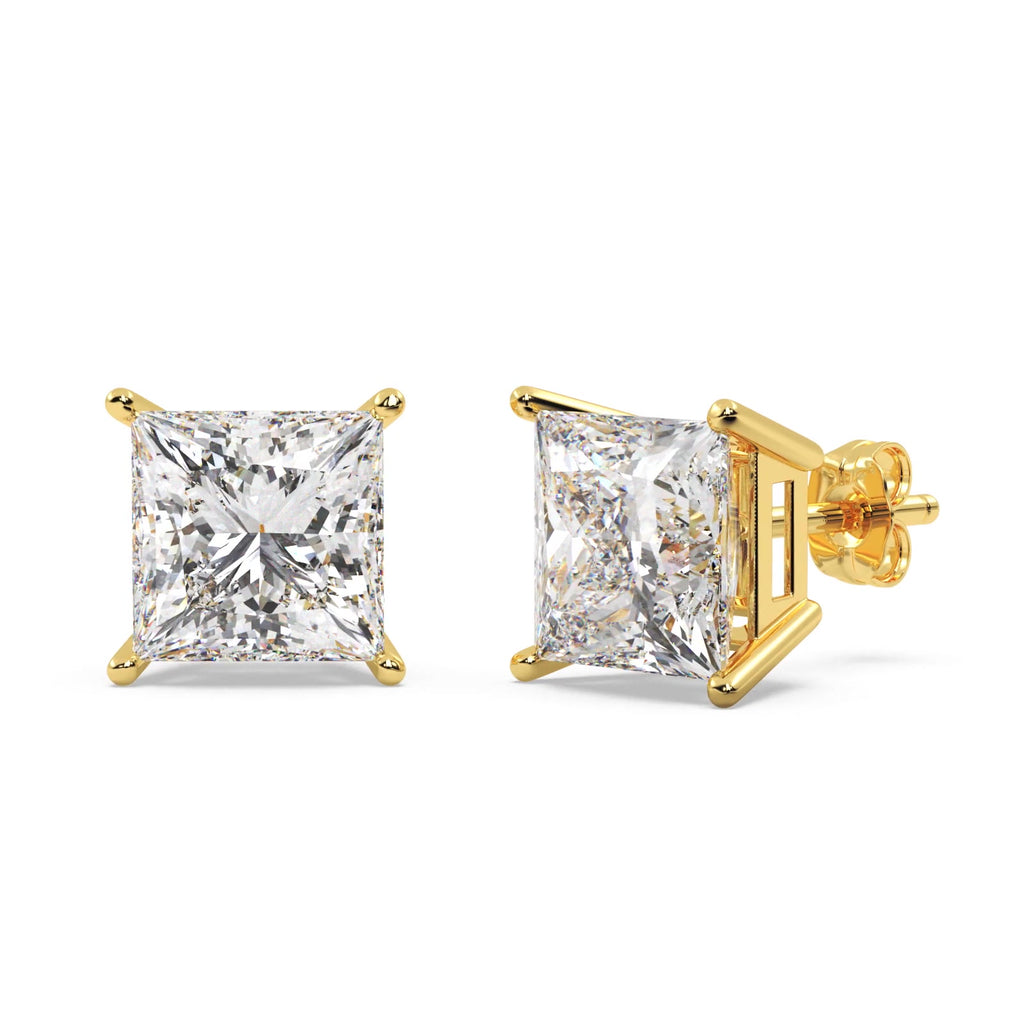 1.50ct. Princess Diamond Stud Earrings 18kt Yellow Gold (G-H, VS2-SI1)