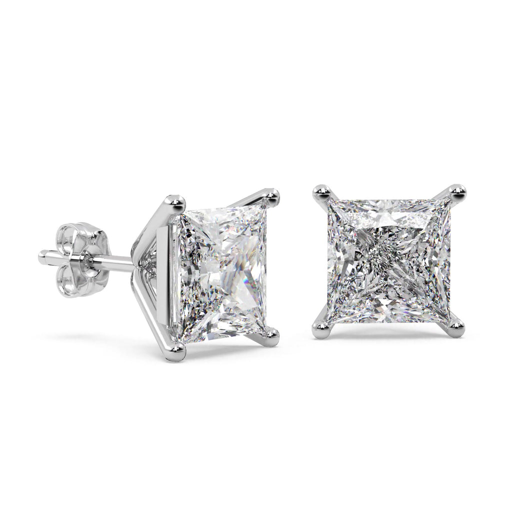 0.25ct. Princess Lab Diamond Stud Earrings 14kt White Gold (F-G, VS1)