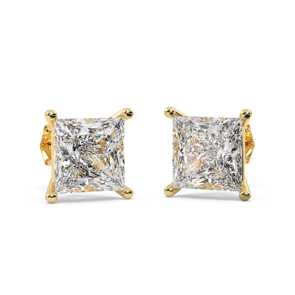 0.25ct. Princess Lab Diamond Stud Earrings 14kt Yellow Gold (F-G, VS1)