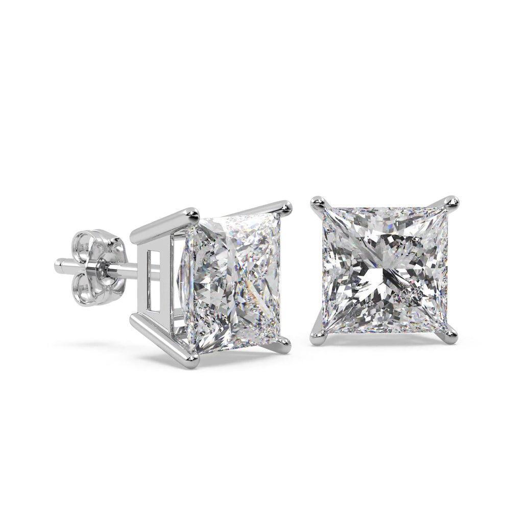 1.50ct. Princess Lab Diamond Stud Earrings 18kt White Gold (F-G, VS1)