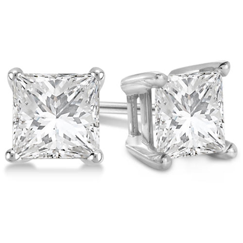 0.75ct. Princess Diamond Stud Earrings Platinum (G-H, VS2-SI1)
