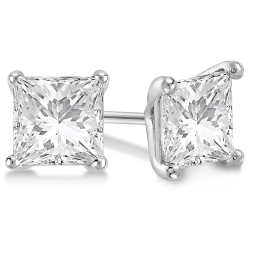 3.00ct. Martini Princess Lab Diamond Stud Earrings Platinum (H-I, SI2-SI3)