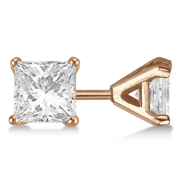 0.75ct. Martini Princess Diamond Stud Earrings 14kt Rose Gold (G-H, VS2-SI1)