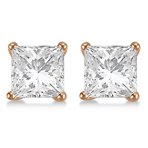 0.75ct. Martini Princess Diamond Stud Earrings 14kt Rose Gold (G-H, VS2-SI1)
