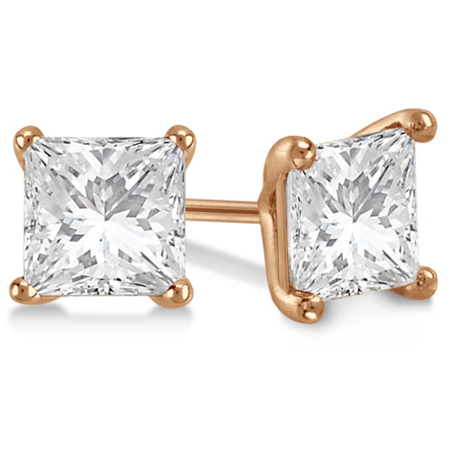0.75ct. Martini Princess Diamond Stud Earrings 14kt Rose Gold (G-H, VS2-SI1)