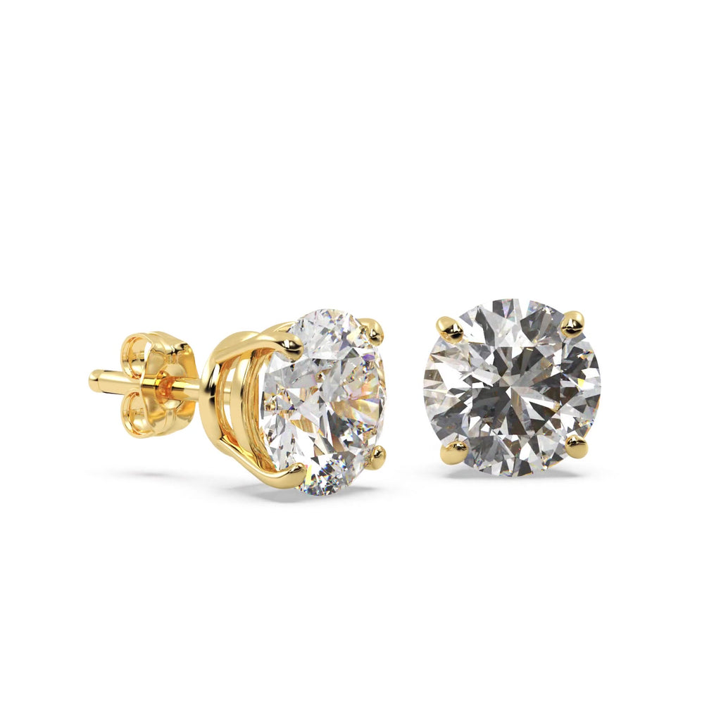2.50ct. 4-Prong Basket Diamond Stud Earrings 18kt Yellow Gold (G-H, VS2-SI1)