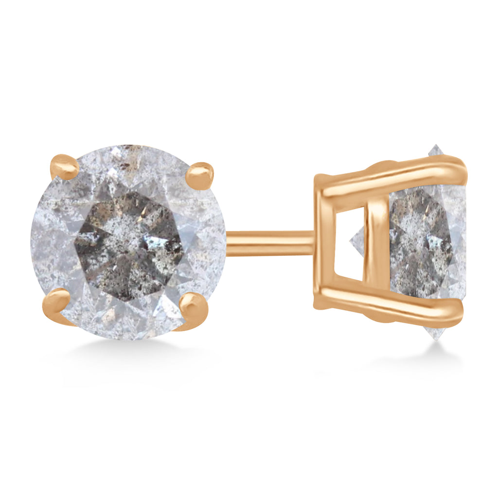 2.00ct. 4-Prong Basket Salt & Pepper Diamond Stud Earrings 14kt Rose Gold