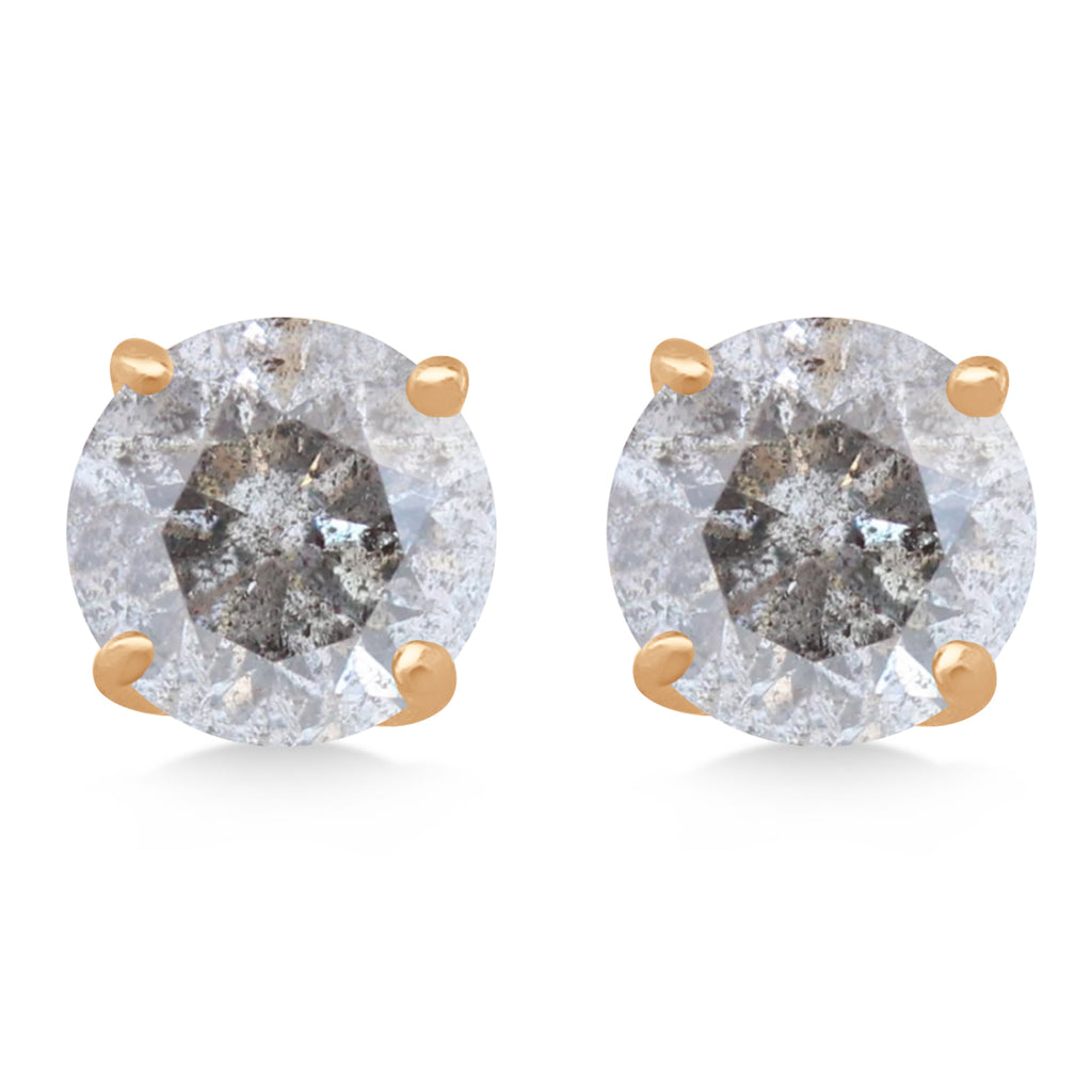 2.00ct. 4-Prong Basket Salt & Pepper Diamond Stud Earrings 14kt Rose Gold