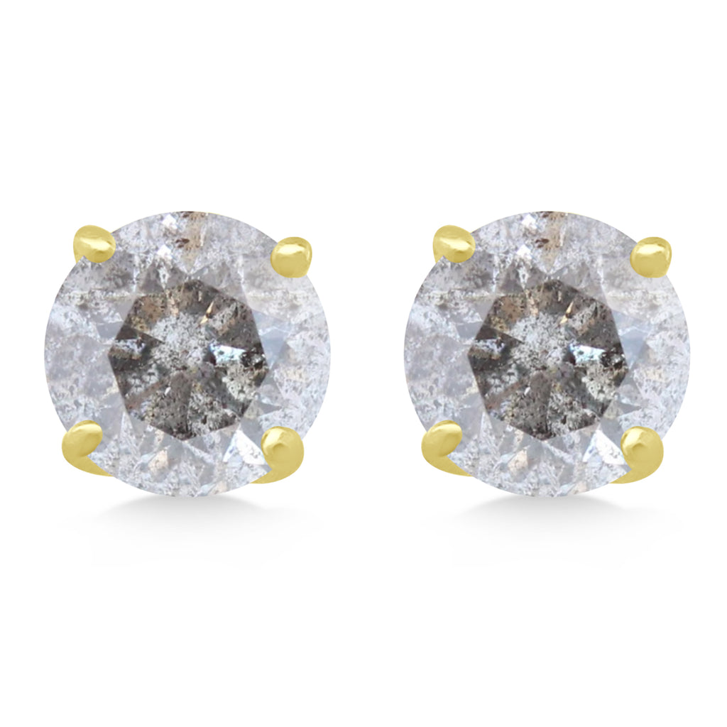 0.50ct. 4-Prong Basket Salt & Pepper Diamond Stud Earrings 14kt Yellow Gold