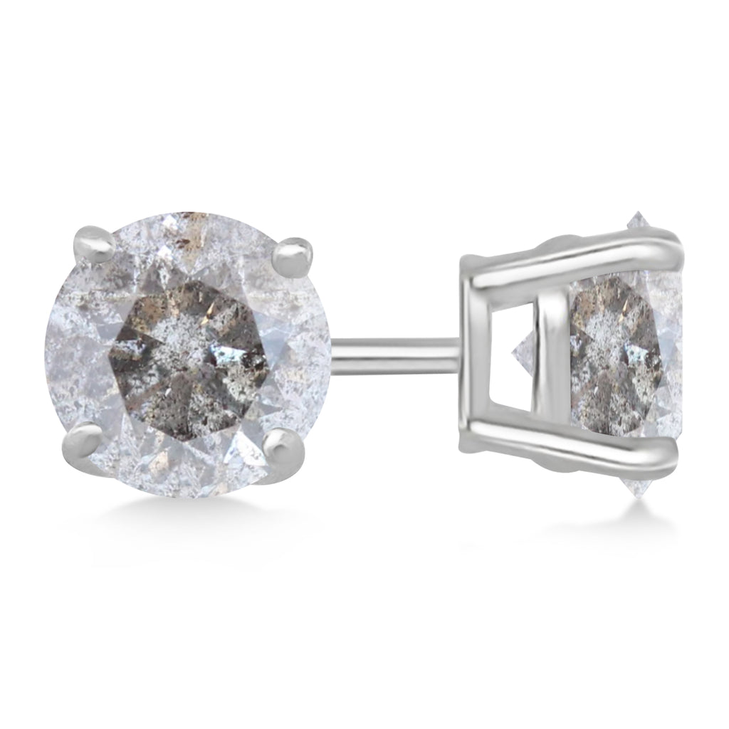 1.50ct. 4-Prong Basket Salt & Pepper Diamond Stud Earrings 18kt White Gold