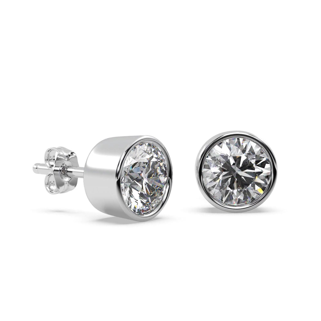 0.75ct. Bezel Set Diamond Stud Earrings 14kt White Gold (H, SI1-SI2)