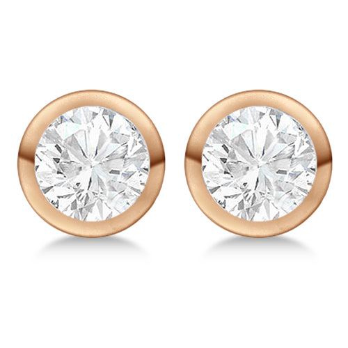 0.75ct. Bezel Set Lab Diamond Stud Earrings 14kt Rose Gold (G-H, SI1)