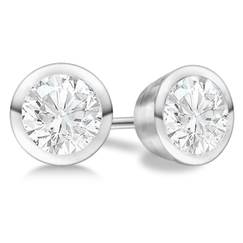 1.50ct. Bezel Set Lab Diamond Stud Earrings 18kt White Gold (G-H, SI1)