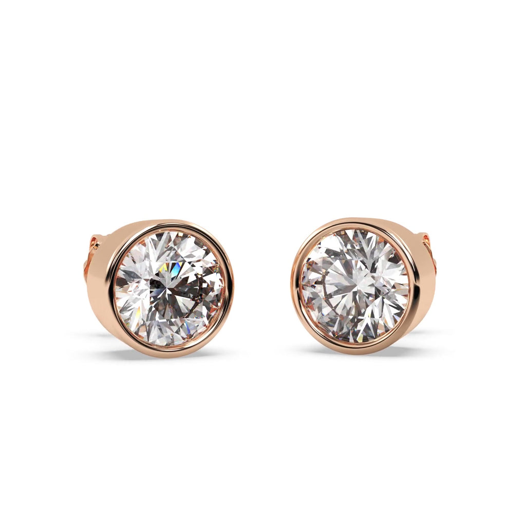 3.00ct. Bezel Set Diamond Stud Earrings 14kt Rose Gold (G-H, VS2-SI1)