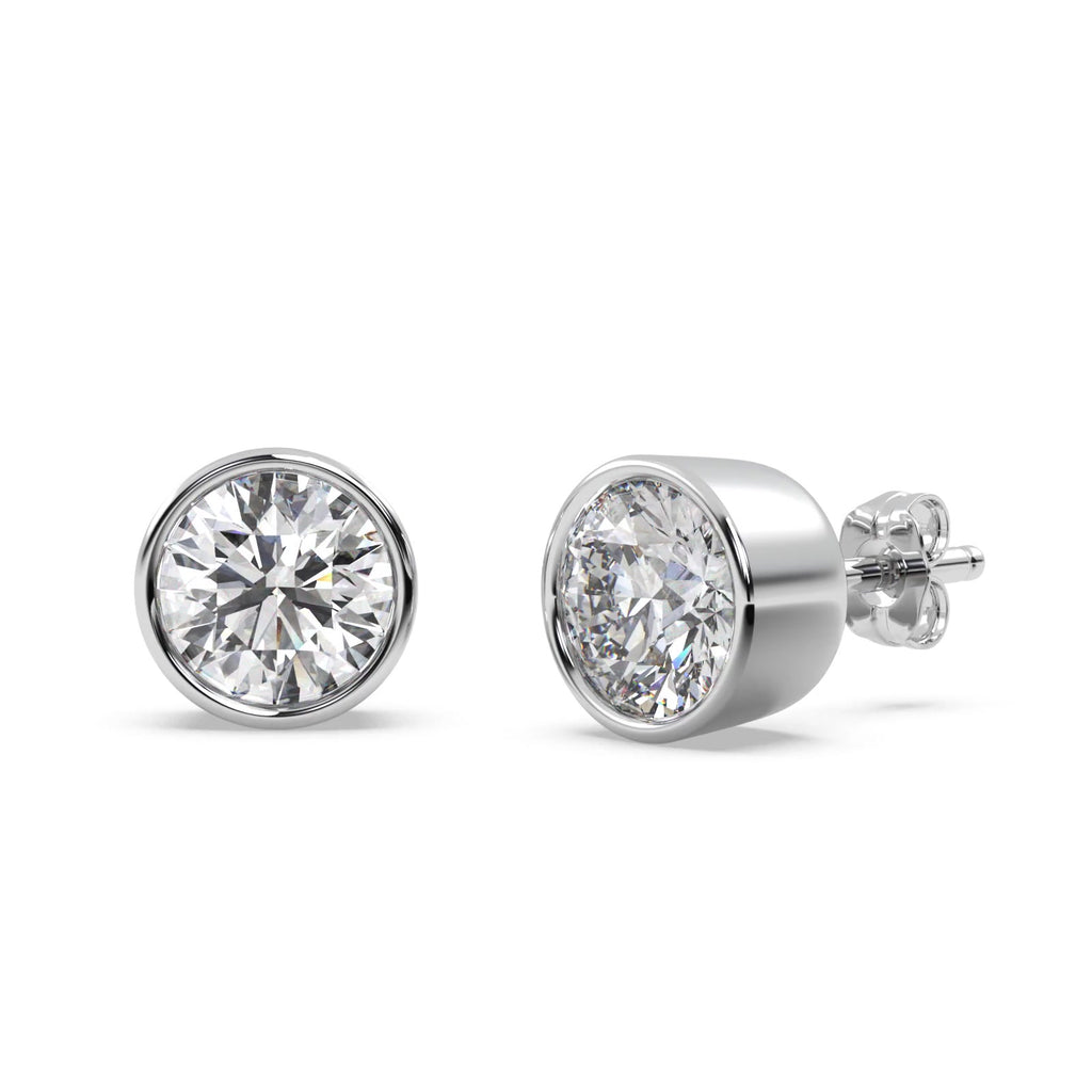 0.75ct. Bezel Set Lab Diamond Stud Earrings 14kt White Gold (G-H, SI1)