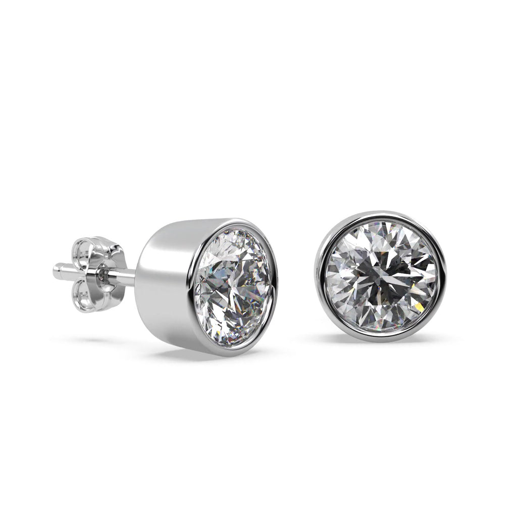 2.00ct. Bezel Set Lab Diamond Stud Earrings 18kt White Gold (F-G, VS1)