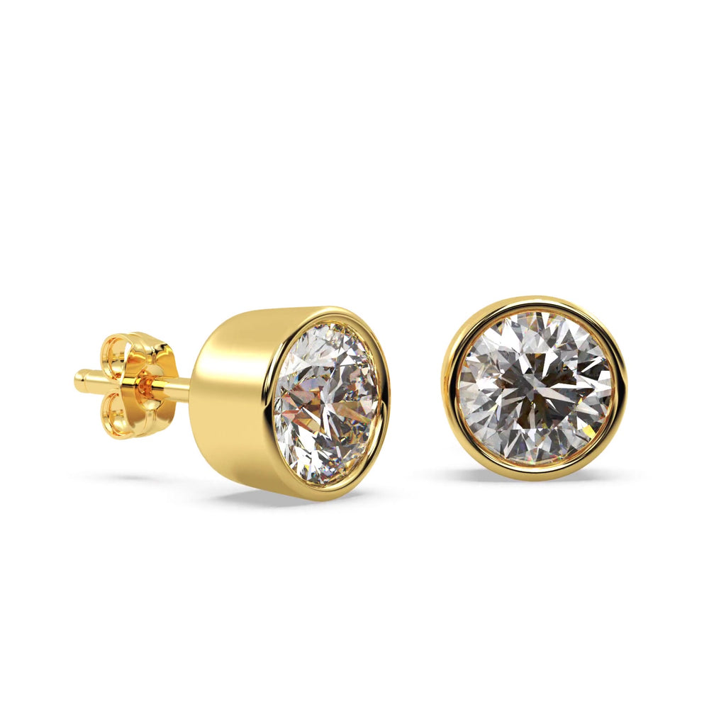 0.75ct. Bezel Set Lab Diamond Stud Earrings 18kt Yellow Gold (G-H, SI1)