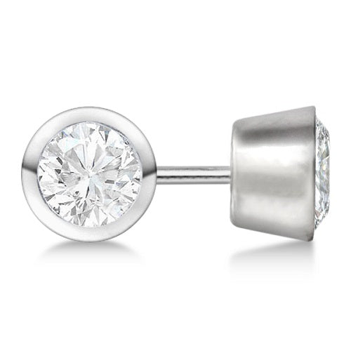 2.00ct. Bezel Set Lab Diamond Stud Earrings 14kt White Gold (F-G, VS1)