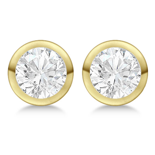 0.50ct. Bezel Set Lab Diamond Stud Earrings 18kt Yellow Gold (F-G, VS1)