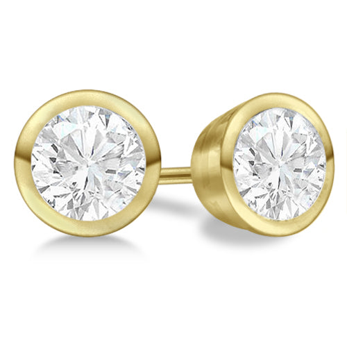 0.75ct. Bezel Set Lab Diamond Stud Earrings 18kt Yellow Gold (F-G, VS1)