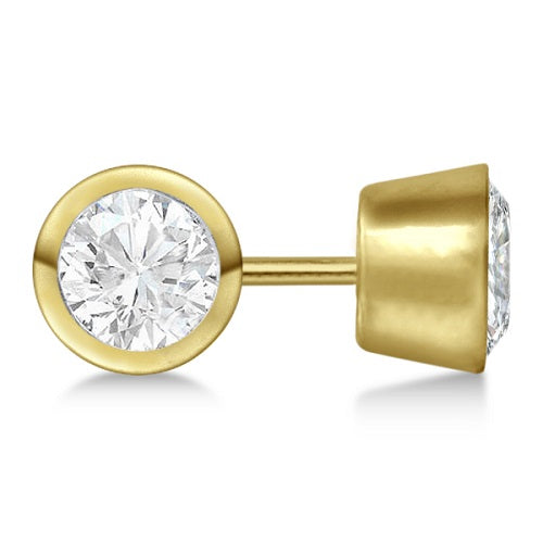 0.75ct. Bezel Set Lab Diamond Stud Earrings 18kt Yellow Gold (F-G, VS1)