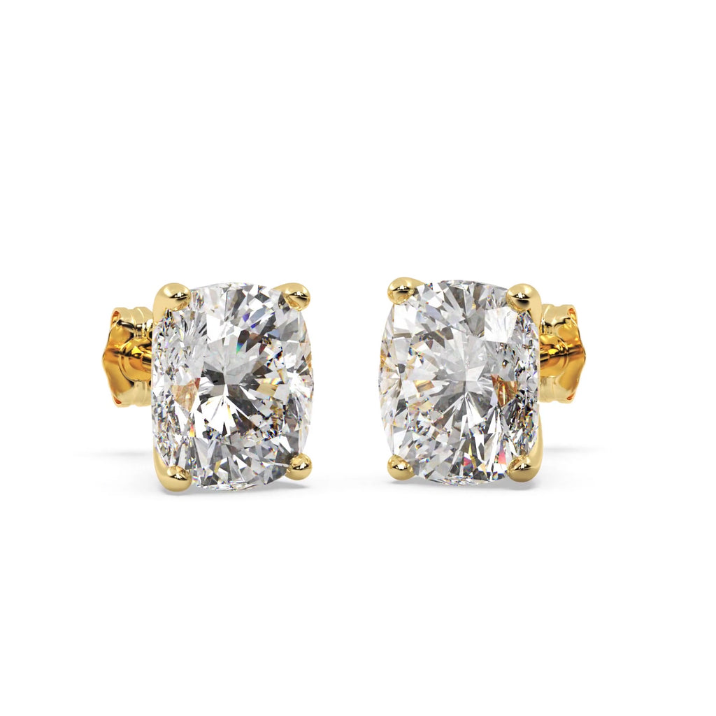 0.50ct. Cushion-Cut Lab Diamond Stud Earrings 14kt Yellow Gold (F-G, VS1)