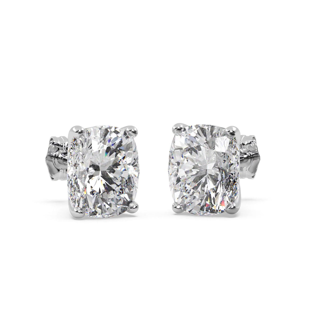 2.00ct. Cushion-Cut Lab Diamond Stud Earrings 18kt White Gold (F-G, VS1)