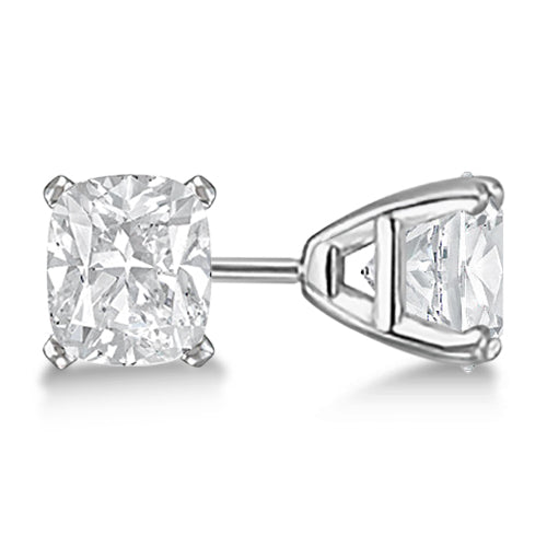 0.75ct. Cushion-Cut Lab Diamond Stud Earrings 14kt White Gold (F-G, VS1)