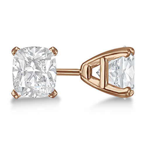 0.75ct. Cushion-Cut Moissanite Stud Earrings 14kt Rose Gold (F-G, VVS1)