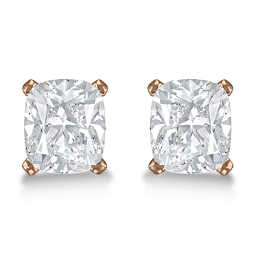 0.75ct. Cushion-Cut Moissanite Stud Earrings 14kt Rose Gold (F-G, VVS1)