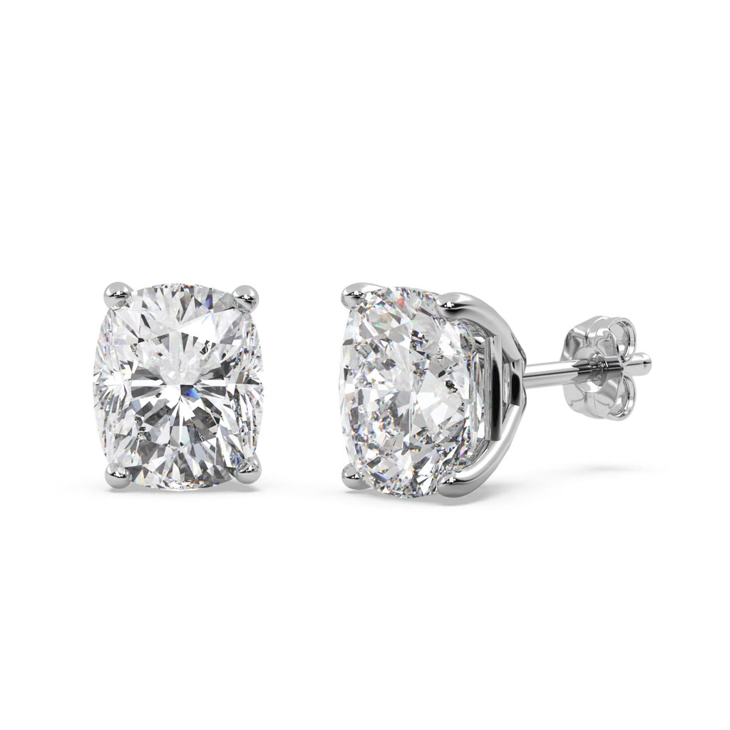 0.75ct. Cushion-Cut Moissanite Stud Earrings 14kt White Gold (F-G, VVS1)