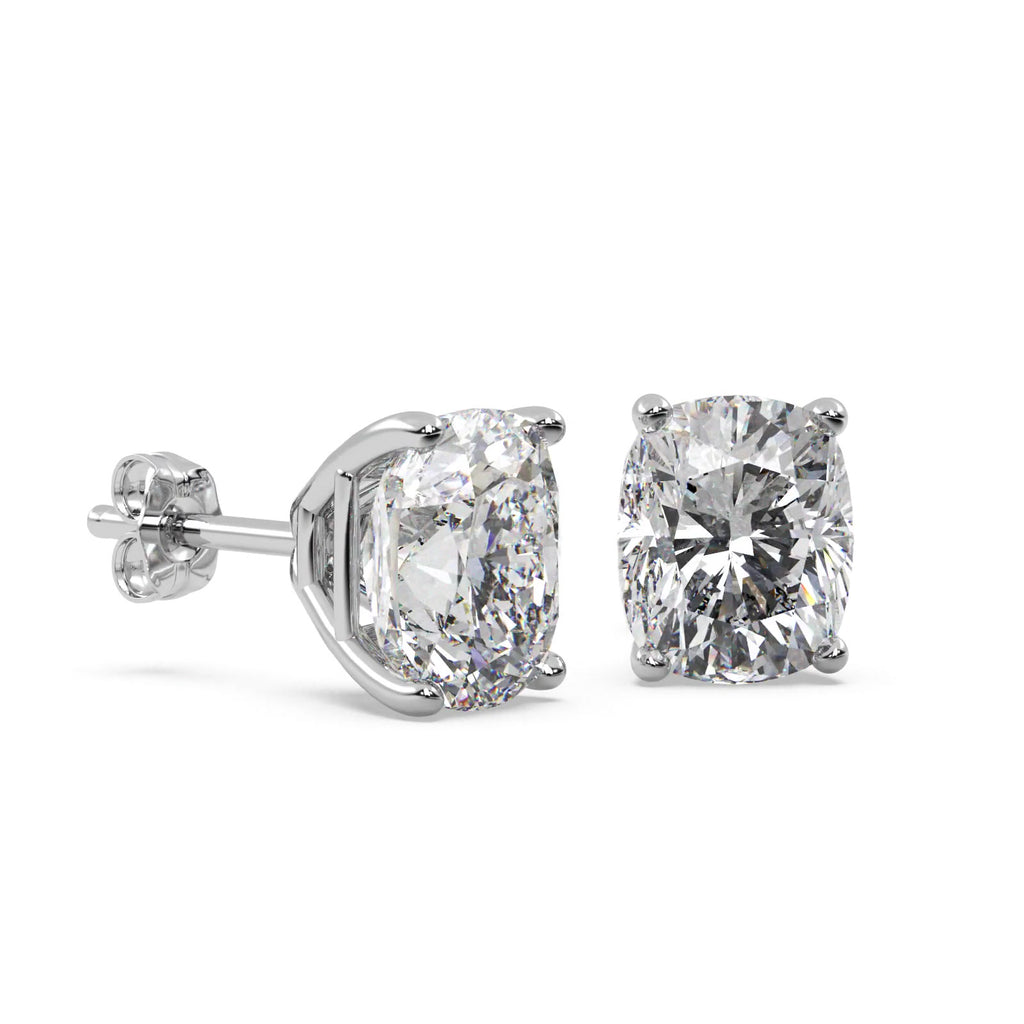 0.75ct. Cushion-Cut Moissanite Stud Earrings 14kt White Gold (F-G, VVS1)