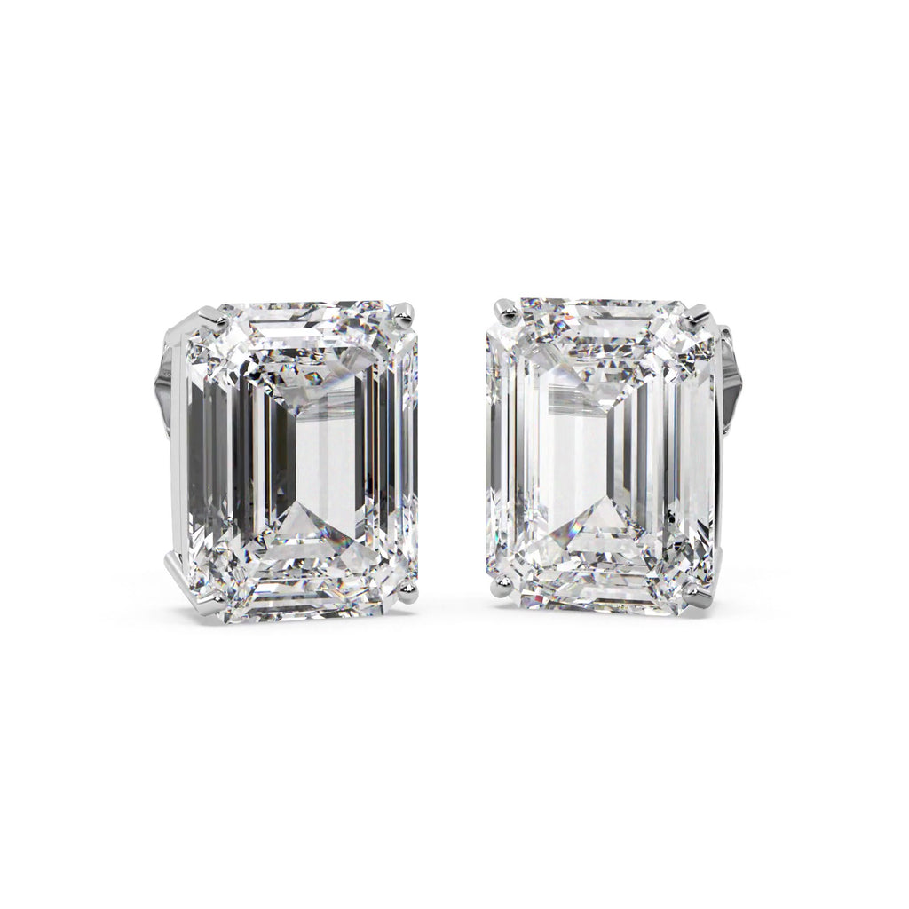 0.75ct Emerald-Cut Moissanite Stud Earrings 14kt White Gold (F-G, VVS1)